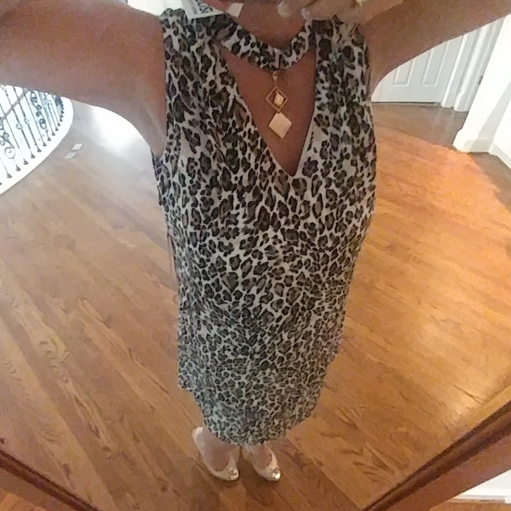 Sassy Leopard Dress with Gold necklace detail - Picture 2 of 4